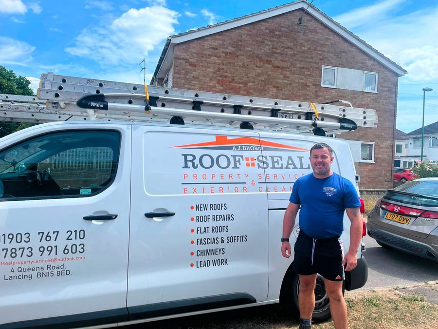 Albert and team of ROOF2ROOF Solutions Ltd with company van